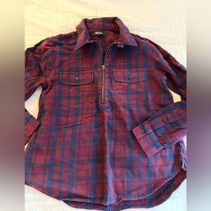 Madewell Plaid Zip Up Long Sleeve